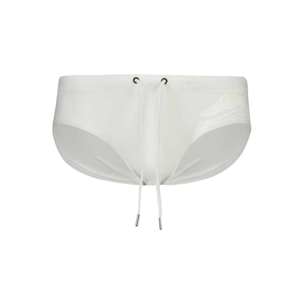 Trussardi Beach Briefs Elastane Swimwear White Ouroboro Logo