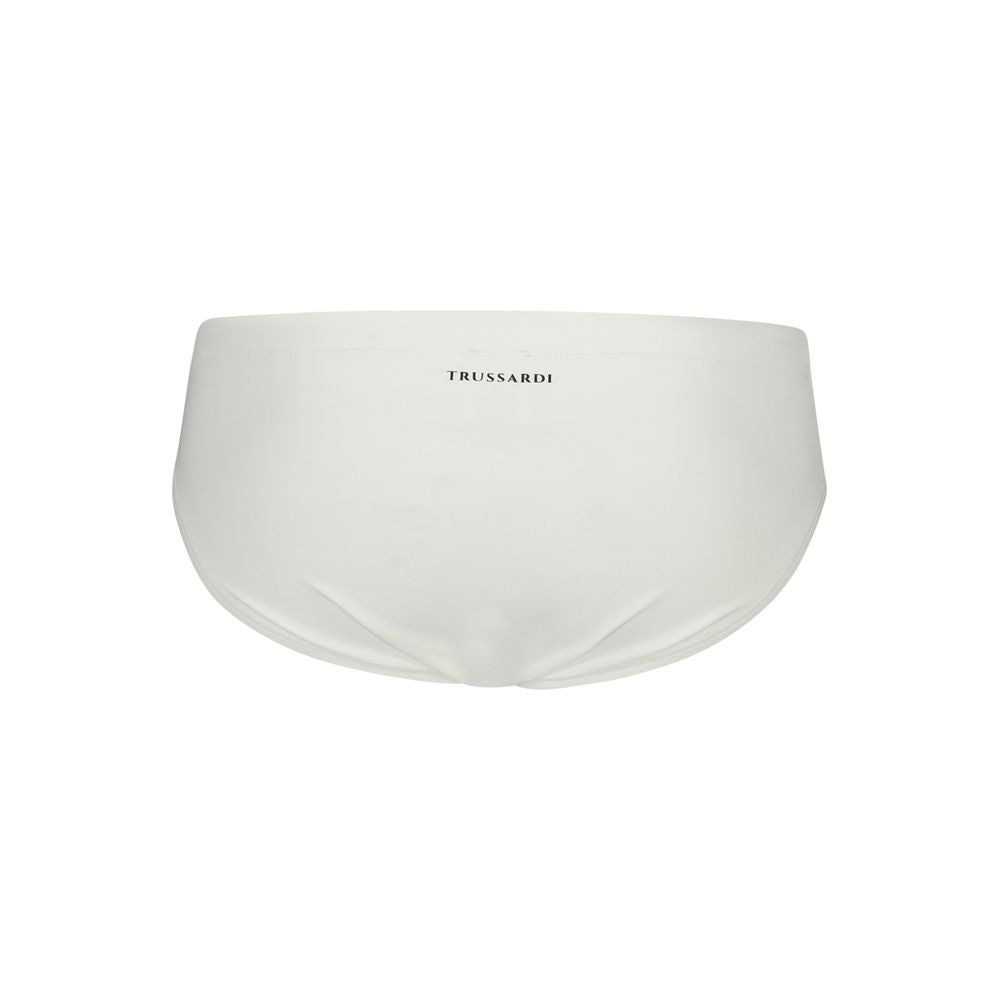 Trussardi Beach Briefs Elastane Swimwear White Ouroboro Logo