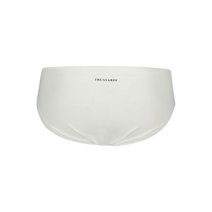 Trussardi Beach Briefs Elastane Swimwear White Ouroboro Logo