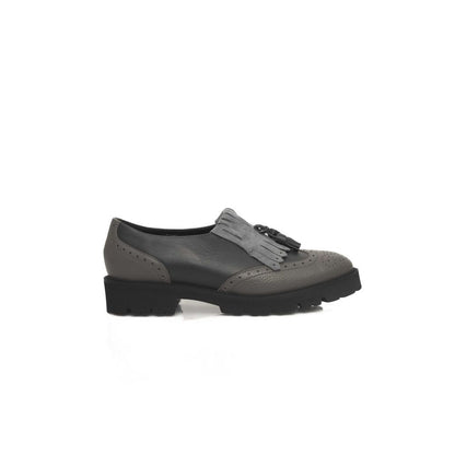 Cerruti 1881 Gray Cowhide Loafers Women Rubber Sole