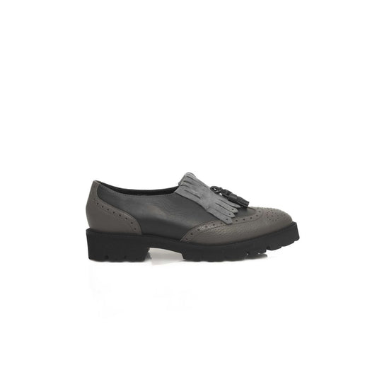 Cerruti 1881 Gray Cowhide Loafers Women Rubber Sole