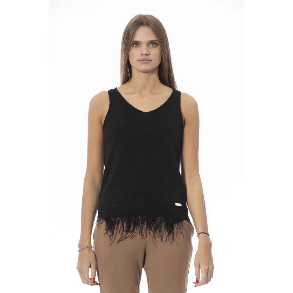 Baldinini Trend Black Wool Tank Top