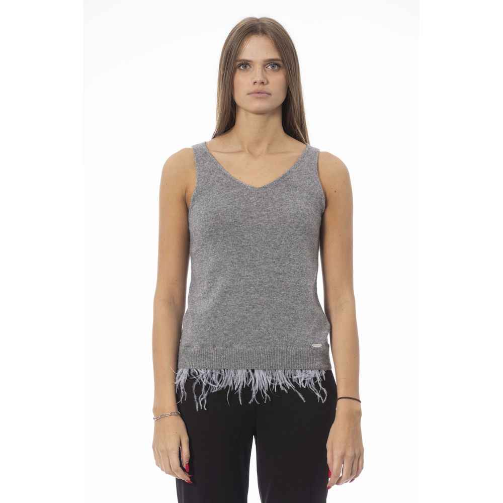 Baldinini Trend Gray Wool Tank Top
