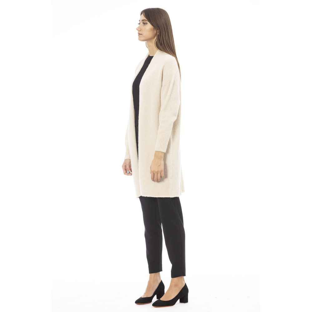 Alpha Studio White Alpaca Leather Cardigan