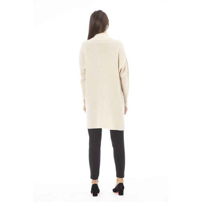 Alpha Studio White Alpaca Leather Cardigan