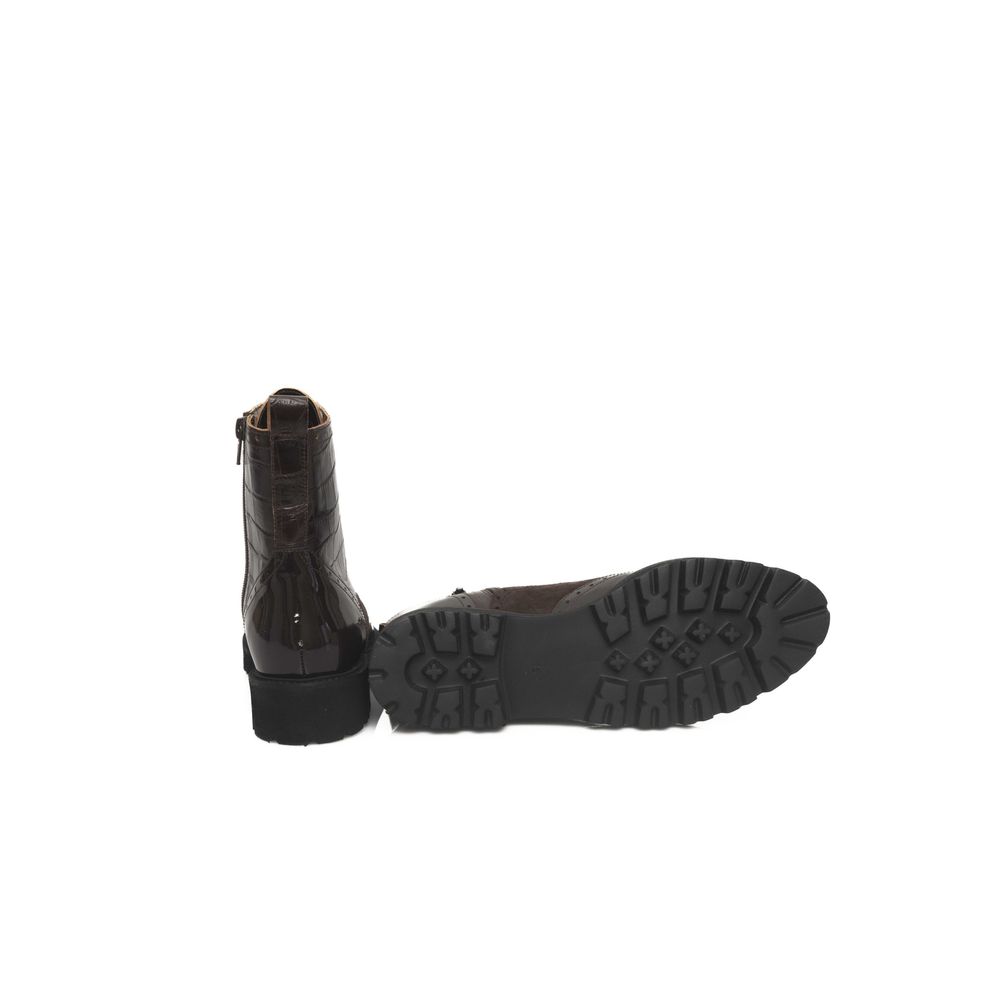 Cerruti 1881 Cowhide Boots Luxury for Women Brown Leather