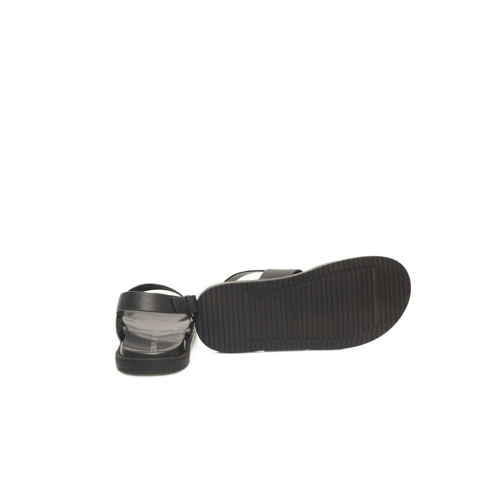 Cerruti 1881 Leather Sandal Black Luxury Collection