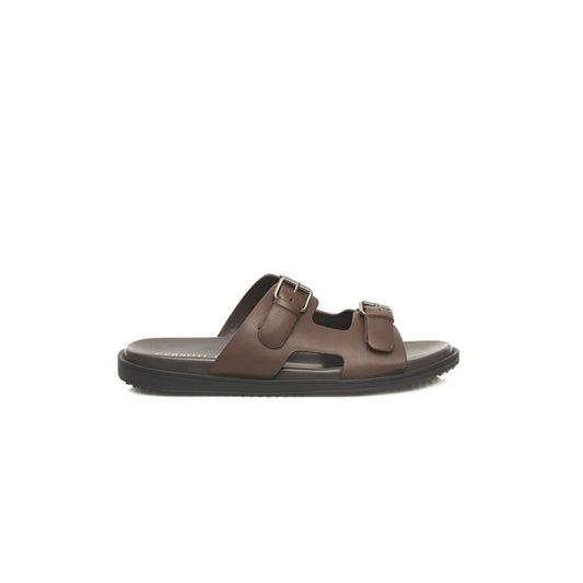 Cerruti 1881 Brown Cowhide Sandal Premium Leather Brown