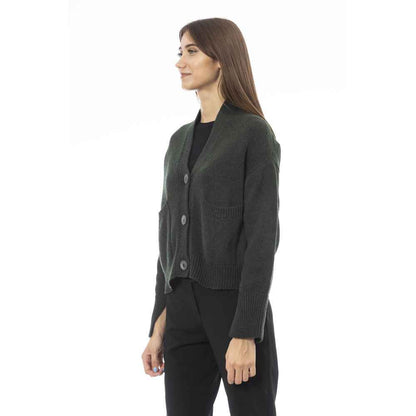 Alpha Studio Gray Merino Wool Cardigan