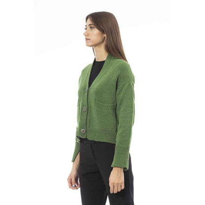 Alpha Studio Green Merino Wool Cardigan