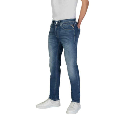 Replay Blue Cotton Relaxed Fit Jean