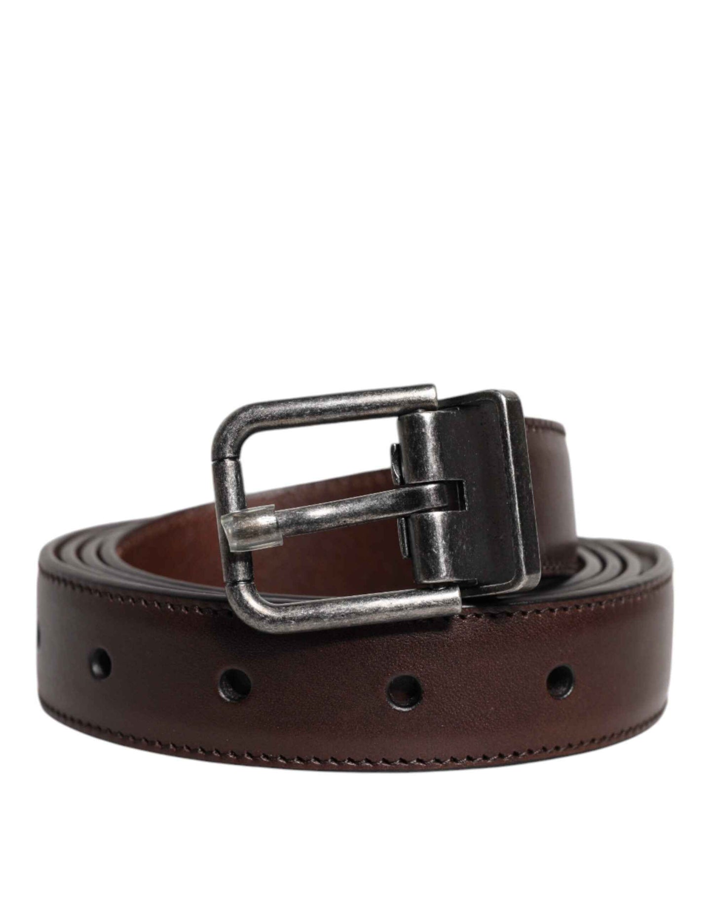 Dolce & Gabbana Riem Lederen Antiek Gesp Donker Bruin