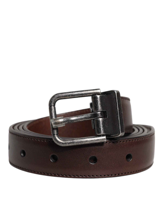 Dolce & Gabbana Riem Lederen Antiek Gesp Donker Bruin