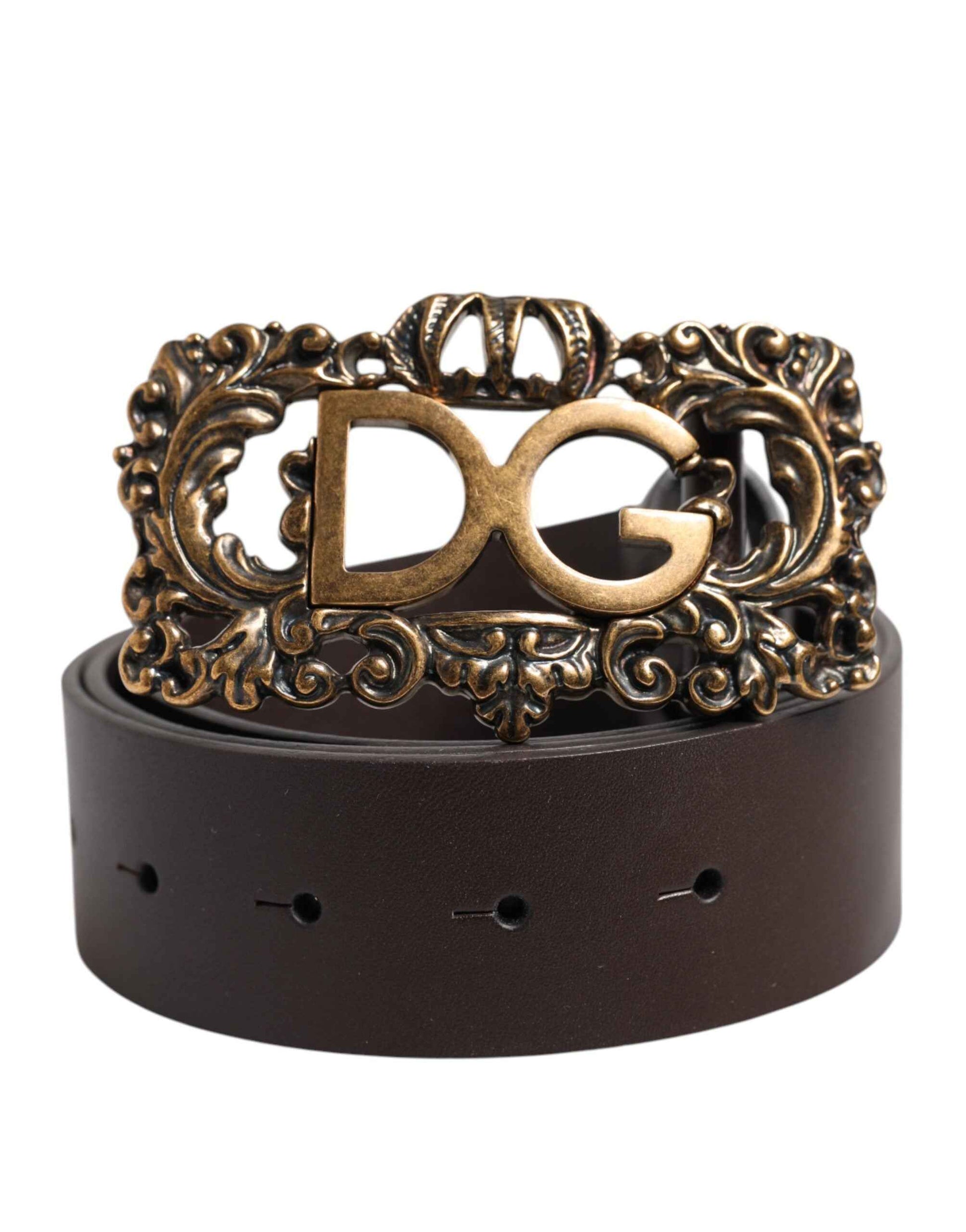 Dolce & Gabbana Riem Lederen Elegante Barok Bruin Luxe
