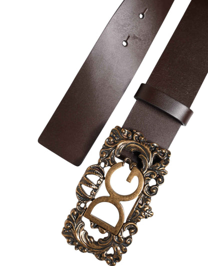 Dolce & Gabbana Riem Lederen Elegante Barok Bruin Luxe