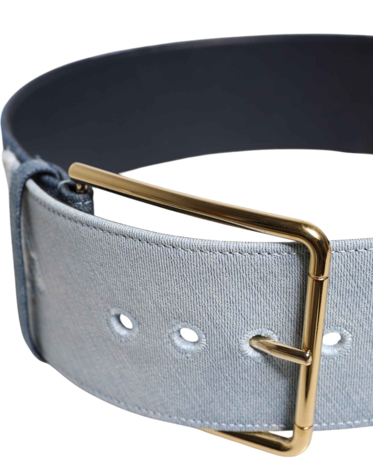 Dolce & Gabbana Riem Denim Blauw 8cm Gouden Gesp Luxe