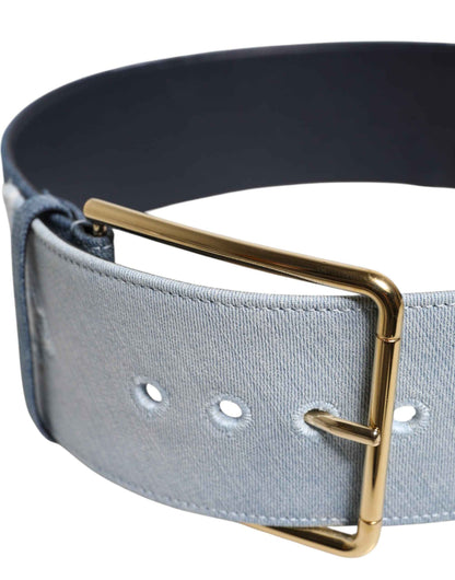 Dolce & Gabbana Riem Denim Blauw 8cm Gouden Gesp Luxe