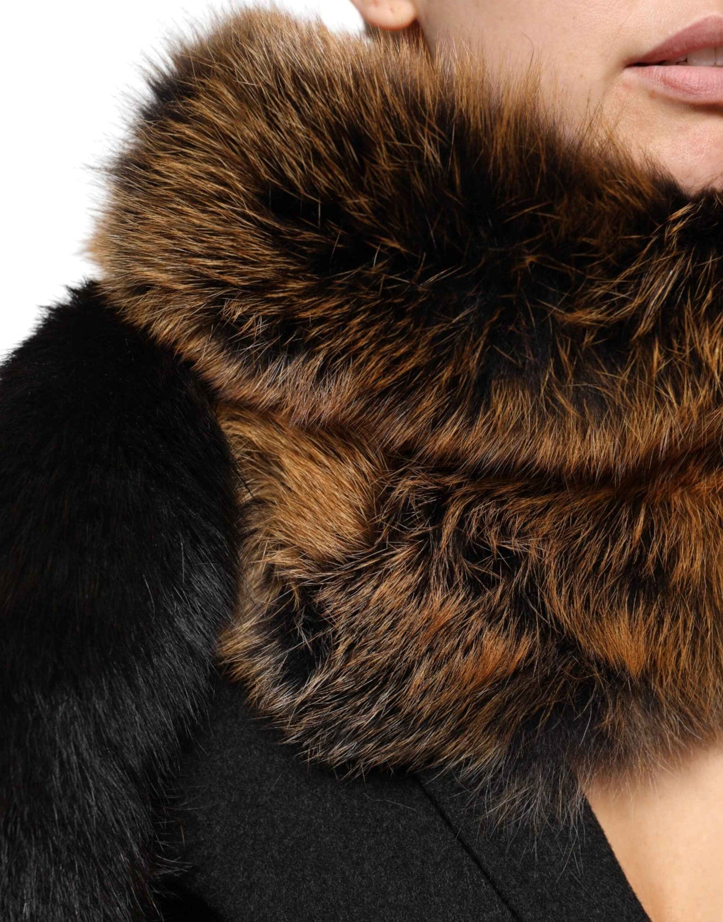Dolce & Gabbana Vossenbont Kasjmier Sjaal Bruin Luxueus