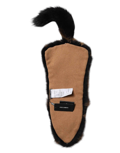 Dolce & Gabbana Vossenbont Kasjmier Sjaal Bruin Luxueus