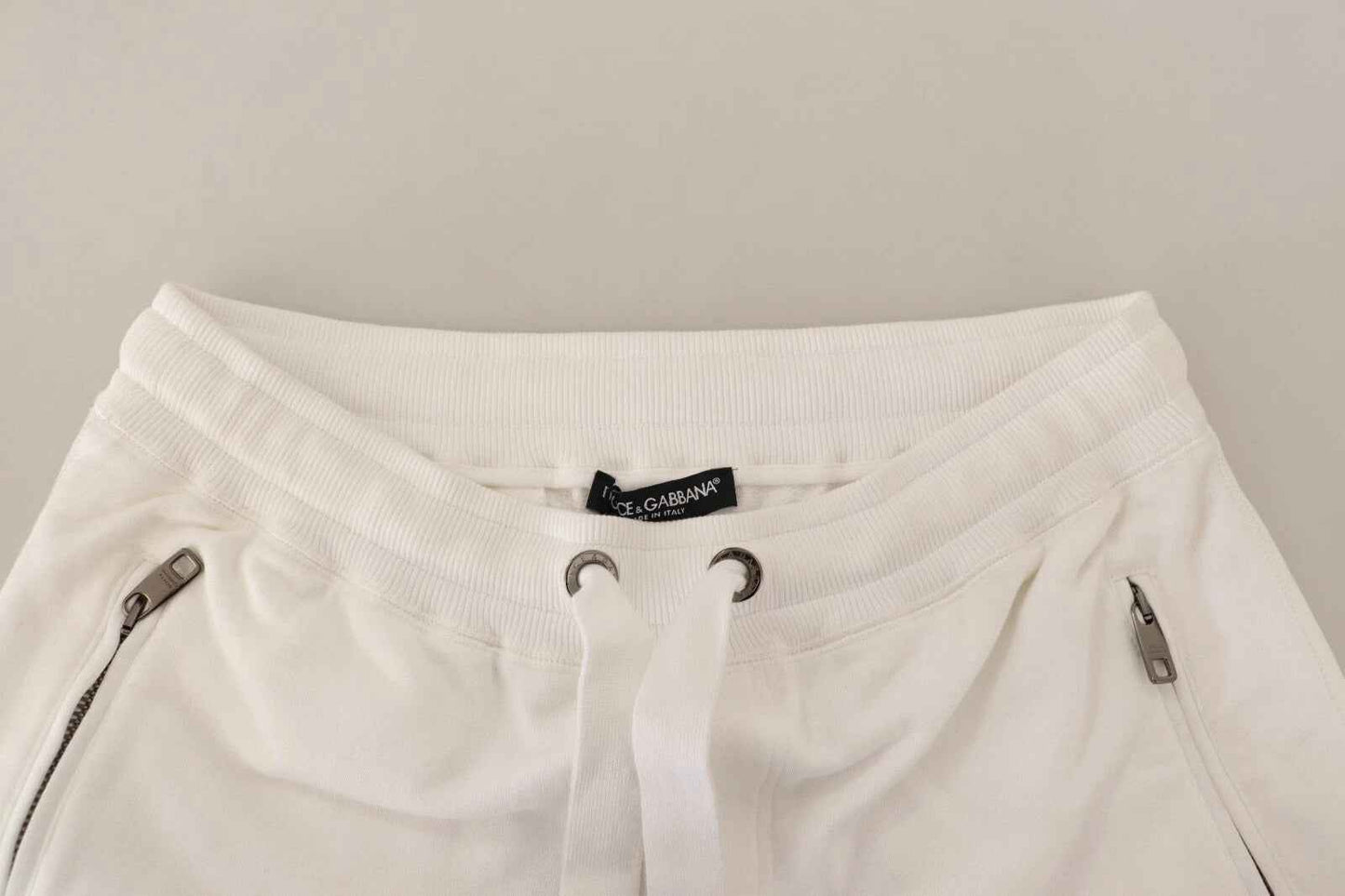 Dolce & Gabbana White Cotton Logo Patch Sweatpants Jogging Pants