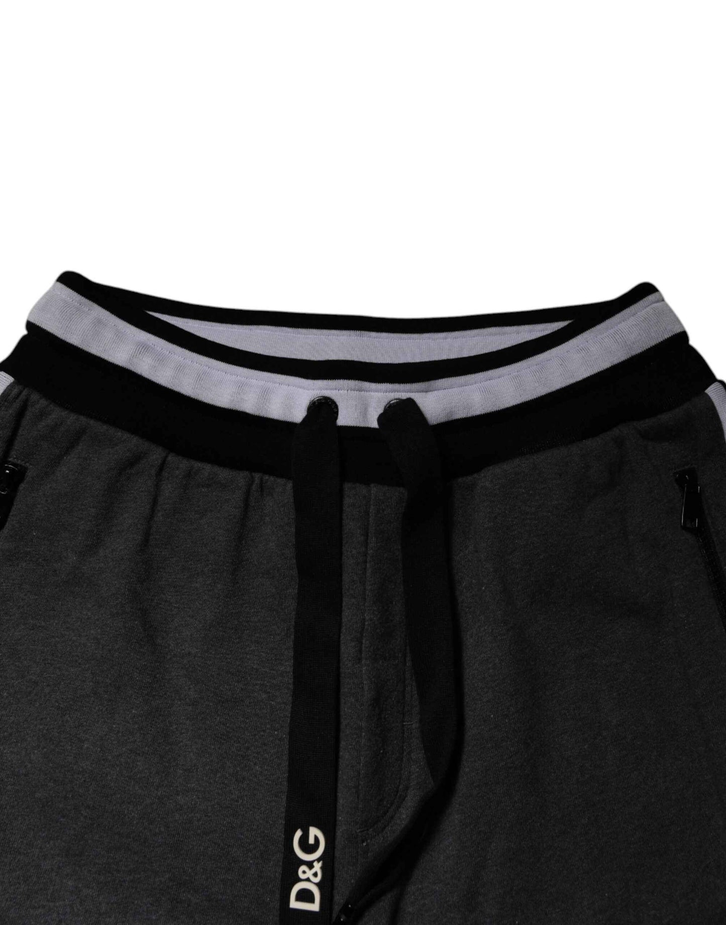 Dolce & Gabbana Black Gray Cotton Layered Sweatpants Pants