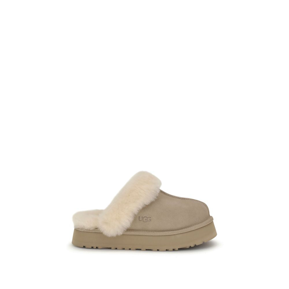 UGG Disquette Slides Suede Upper With Sheepskin Collar
