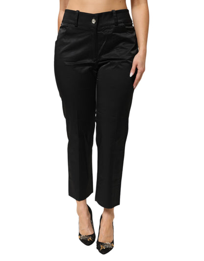 Bencivenga Cropped Katoenblend Broek Zwart Met Pasvorm