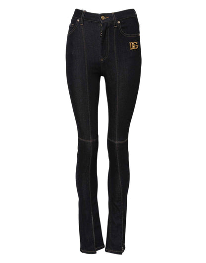 Dolce & Gabbana Blue Cotton High Waist Skinny Denim Jeans