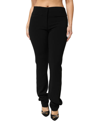 Exte Straight Leg Viscose Acetate Blend Broeken Zwart