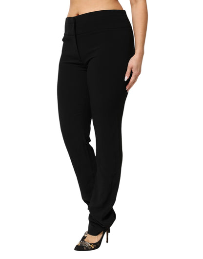 Exte Straight Leg Viscose Acetate Blend Broeken Zwart