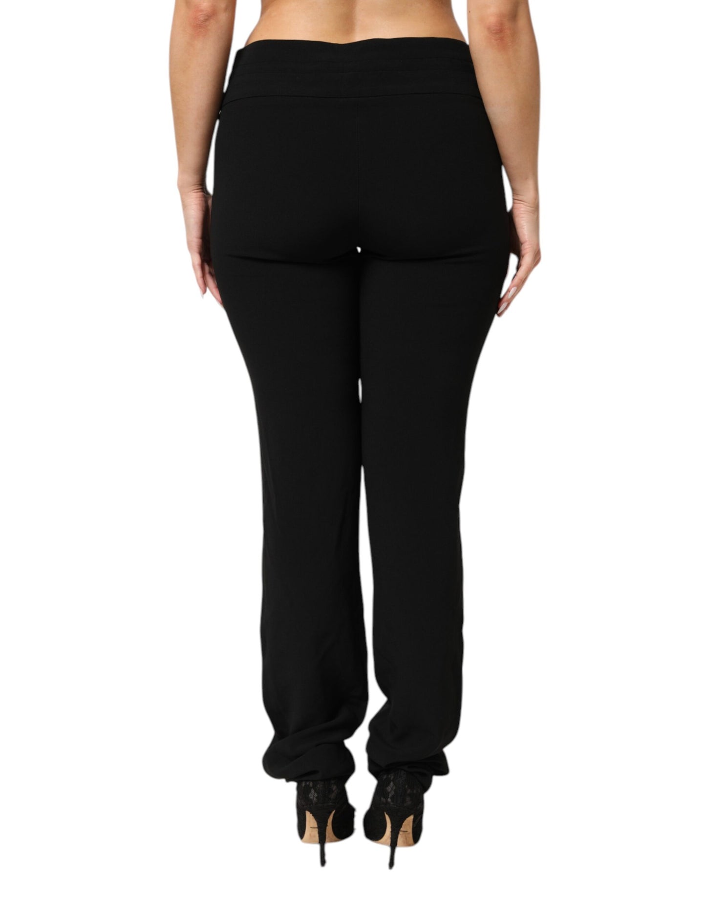 Exte Straight Leg Viscose Acetate Blend Broeken Zwart