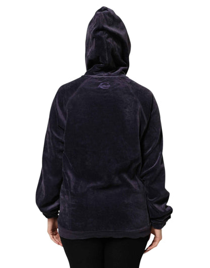 Just Cavalli Cavalli Class Paarse Fluwelen Hoodie Met Rits