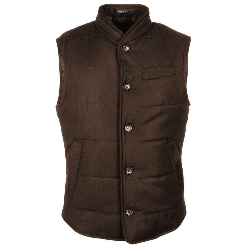 Made in Italy Brown Wool Sleveless Jacket