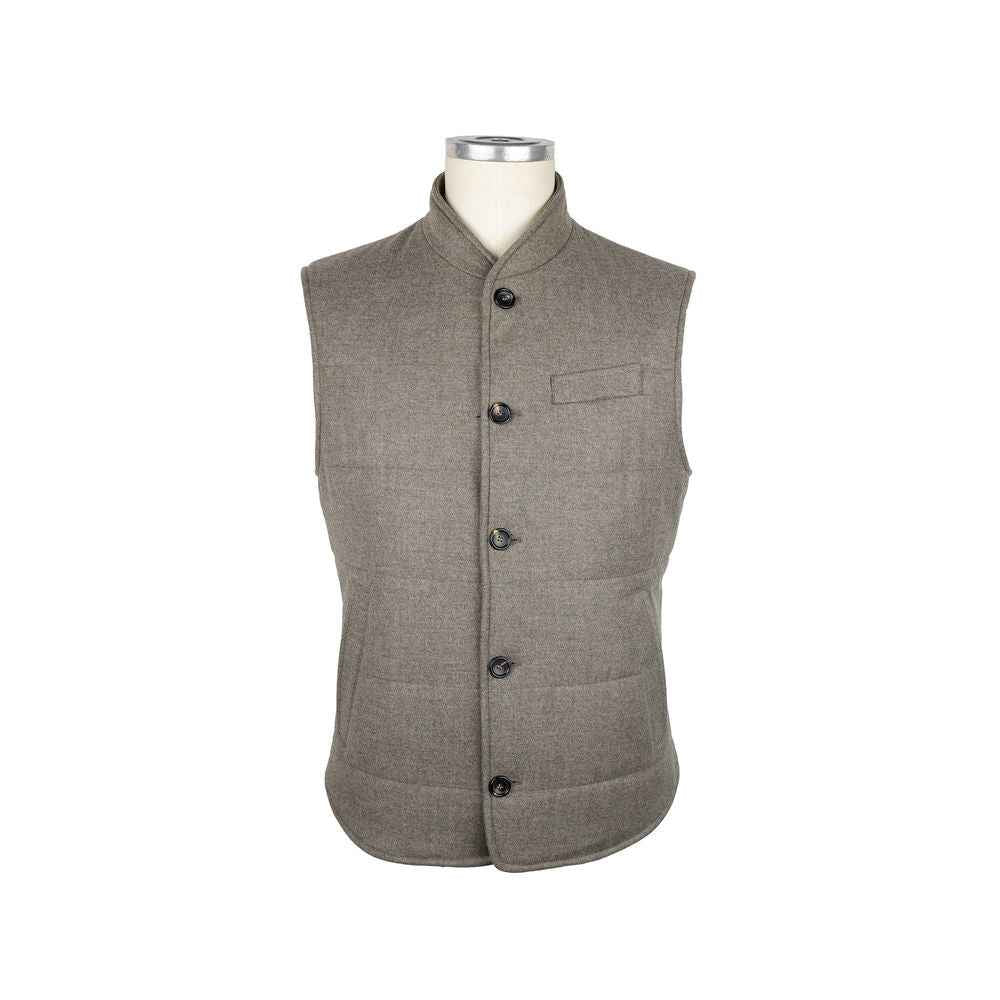 Made in Italy Brown Wool Sleveless Jacket