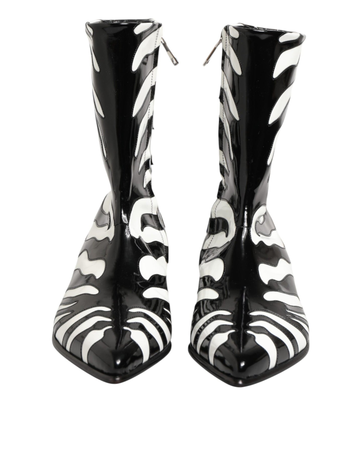 Dolce & Gabbana Zebra Leren Laarzen Zwart Wit Luxe