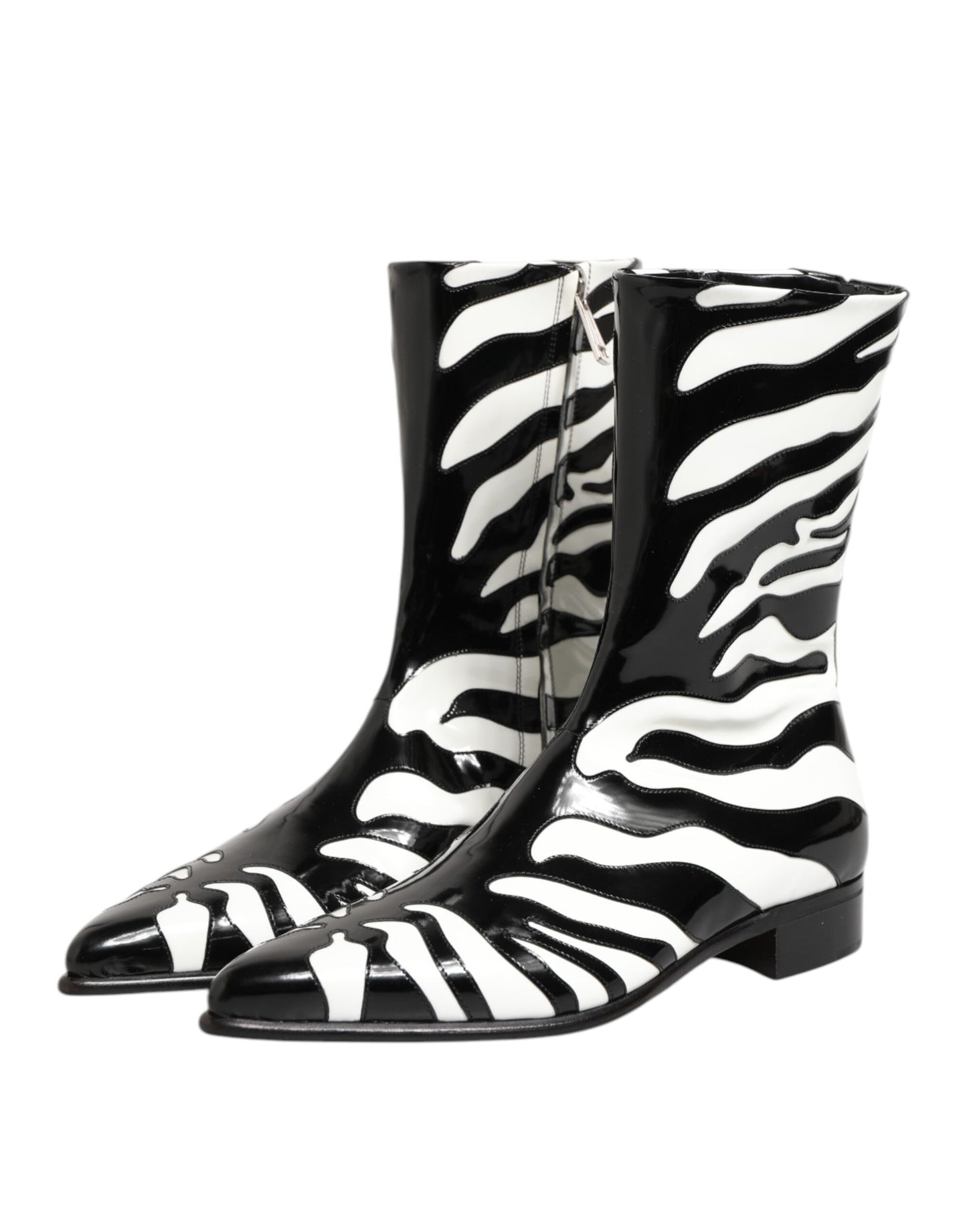 Dolce & Gabbana Zebra Leren Laarzen Zwart Wit Luxe