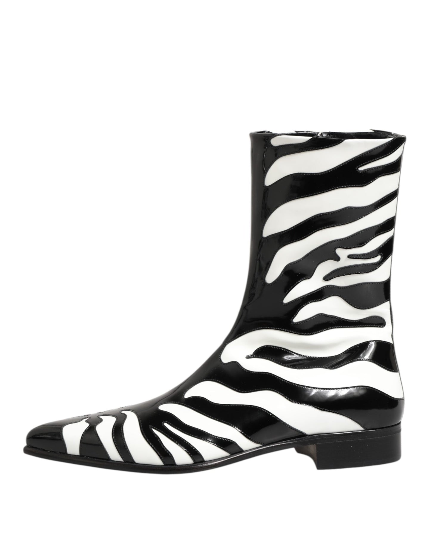 Dolce & Gabbana Zebra Leren Laarzen Zwart Wit Luxe