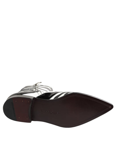 Dolce & Gabbana Zebra Leren Laarzen Zwart Wit Luxe