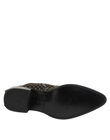 Dolce & Gabbana Kuitlaarzen Grijs Katoen Velvet Luxe