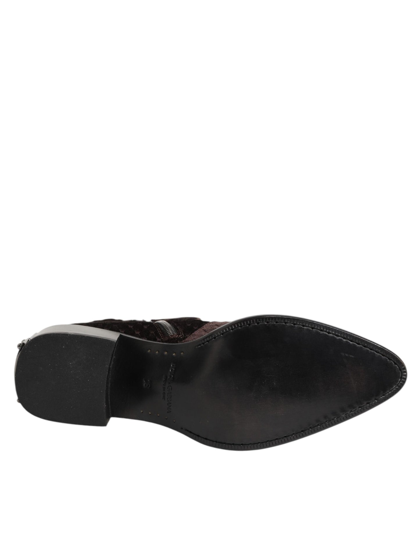 Dolce & Gabbana Middellange Kuitlaarzen Katoenfluweel – Bruin