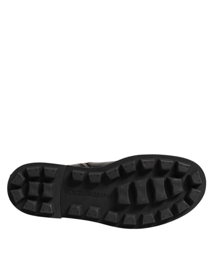 Dolce & Gabbana Logoplaat Mid Calf Bikerlaarzen Leer - Zwart