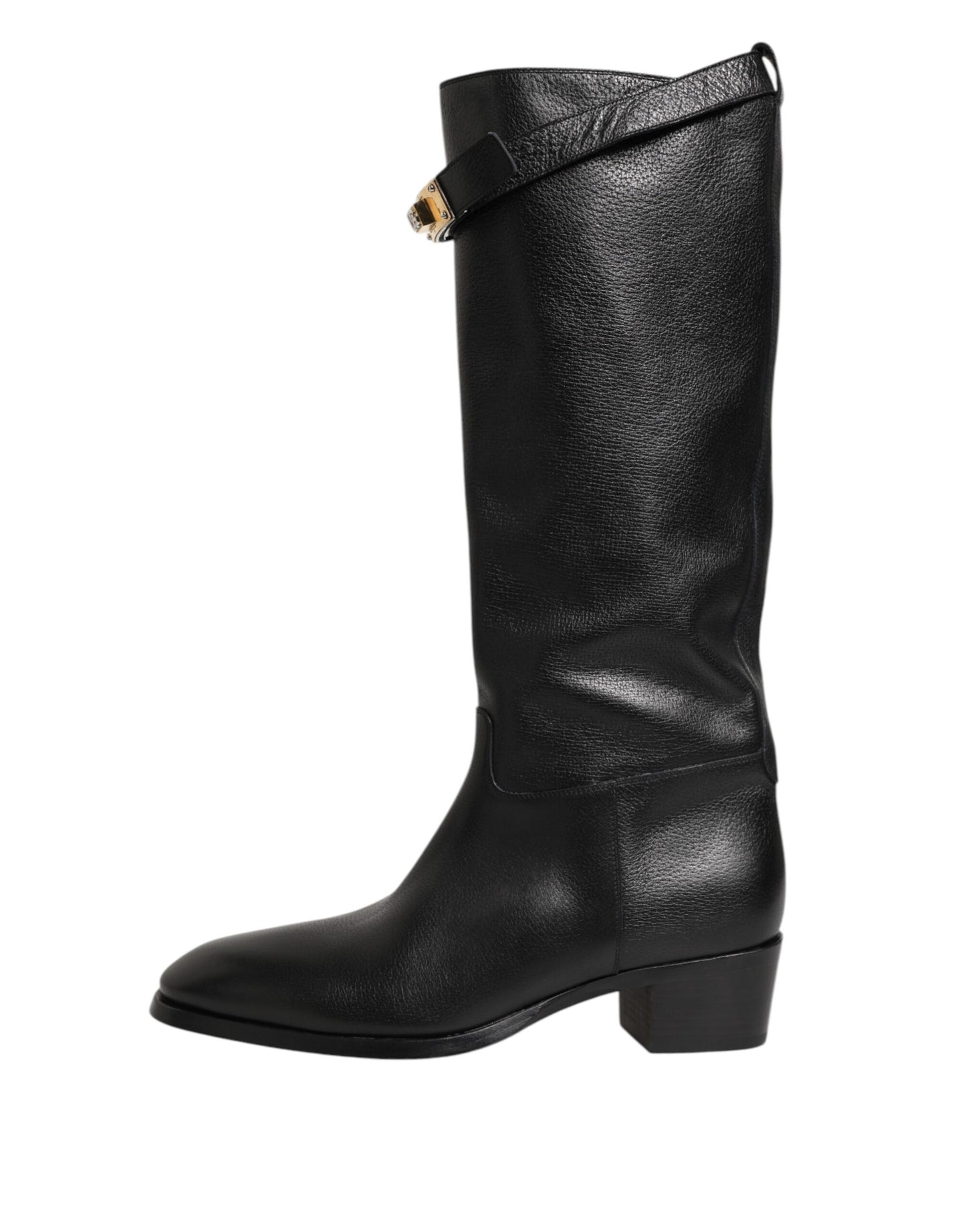 Dolce & Gabbana Over The Calf Boots Leer - Zwart Luxe