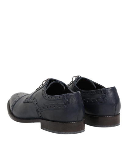 Daniele Alessandrini Derby Leren Wingtip Schoenen Blauw
