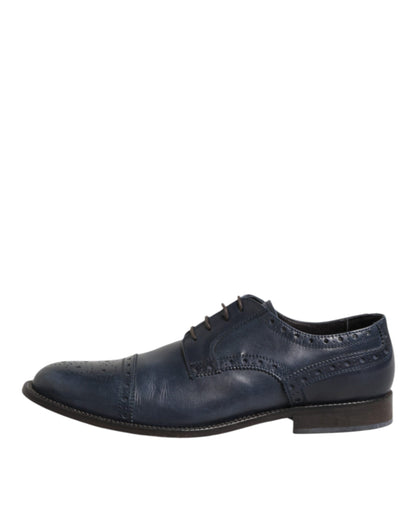 Daniele Alessandrini Derby Leren Wingtip Schoenen Blauw