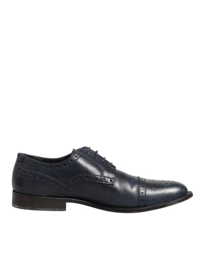 Daniele Alessandrini Derby Leren Wingtip Schoenen Blauw