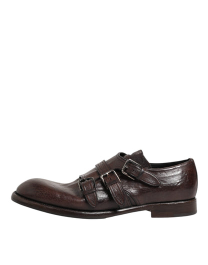 Dolce & Gabbana Monk Strap Derby Bruin Leer Schoenen