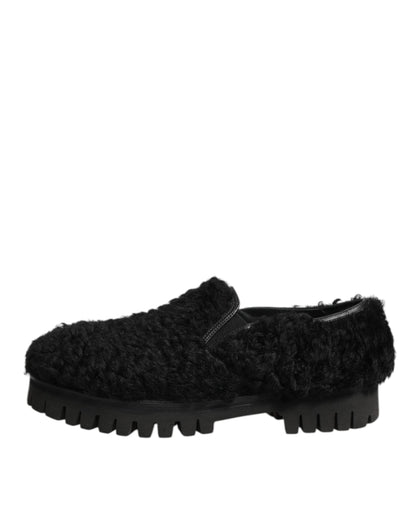 Dolce & Gabbana Dress Slippers Leer Bont Heren – Zwart
