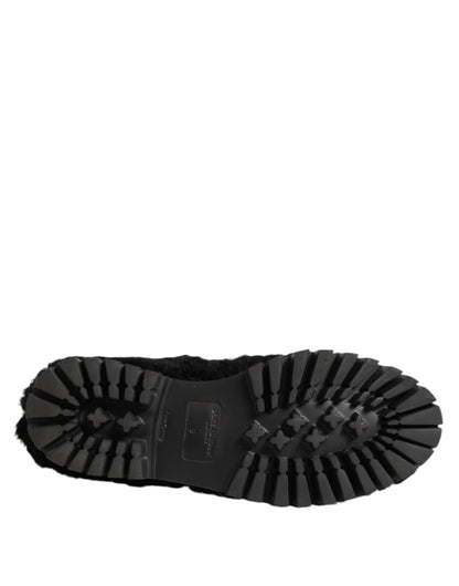 Dolce & Gabbana Dress Slippers Leer Bont Heren – Zwart