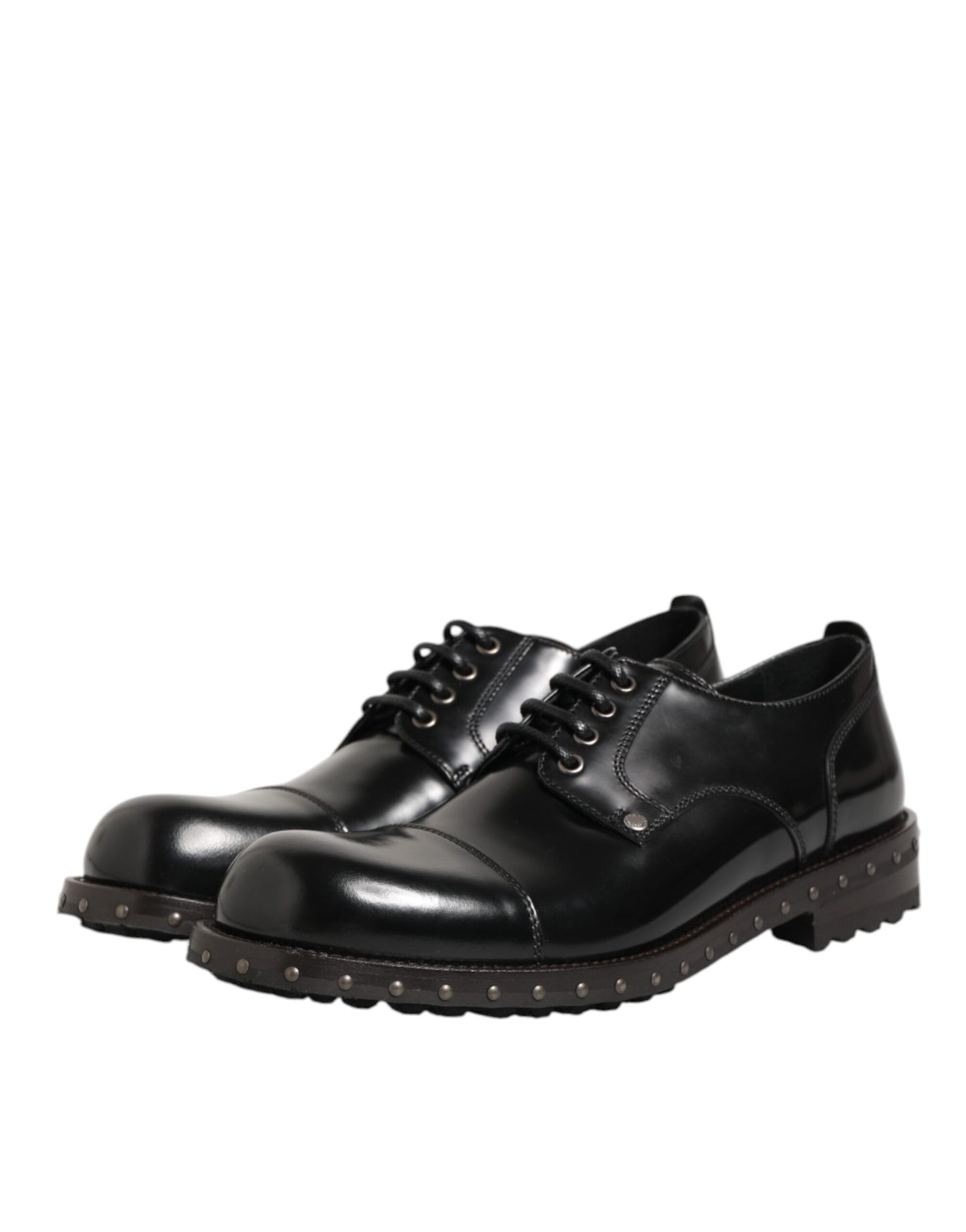Dolce Gabbana Leren Derby Studded Schoenen Zwart Elegante