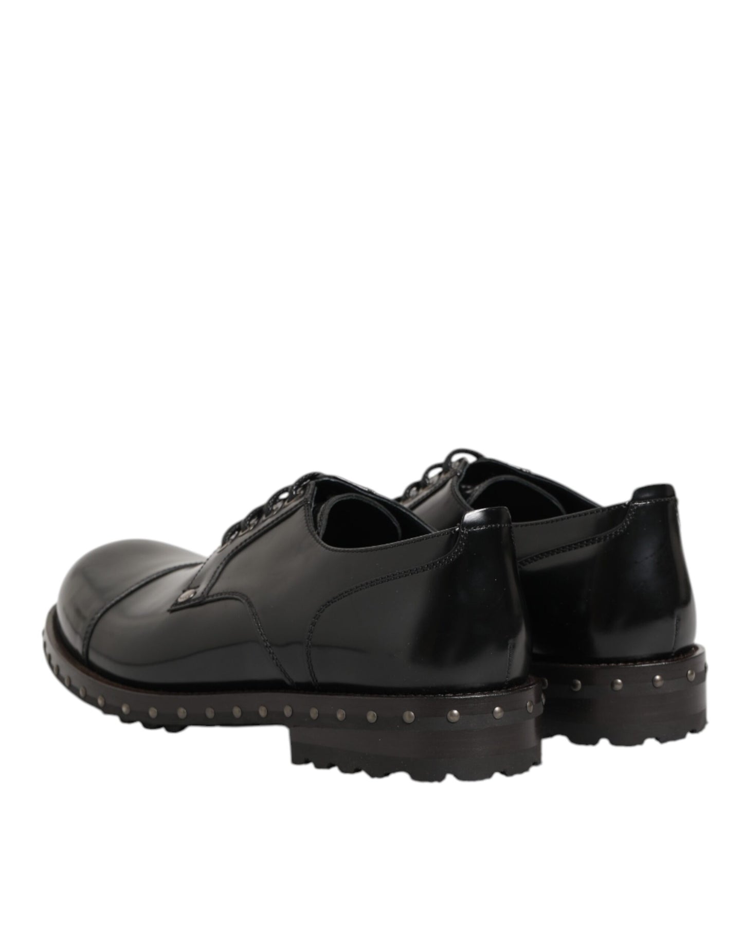 Dolce Gabbana Leren Derby Studded Schoenen Zwart Elegante